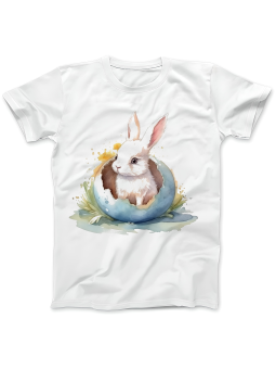 Koszulka Koszulka Damska Słodki Króliczek w Jajku Biała - Śmieszne T-Shirty z Nadrukami ?