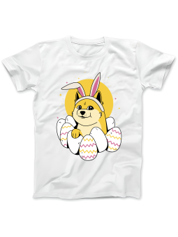 Koszulka Koszulka Damska Pies Doge z Jajkami Biała - Śmieszne T-Shirty z Nadrukami ?