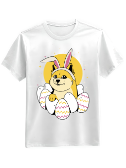 Koszulka Koszulka Męska Pies Doge z Jajkami Biała - Śmieszne T-Shirty z Nadrukami ?
