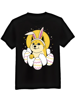 Koszulka Koszulka Męska Pies Doge z Jajkami Czarna - Śmieszne T-Shirty z Nadrukami ?