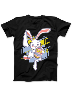 Koszulka Koszulka Damska Zajączek z Jajkiem Czarna - Śmieszne T-Shirty z Nadrukami ?