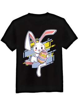 Koszulka Koszulka Męska Zajączek z Jajkiem Czarna - Śmieszne T-Shirty z Nadrukami ?