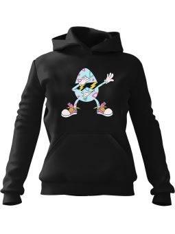 Bluza Damska z kapturem Jajko DAB  Czarna - Modna Odzież z Nadrukami ?