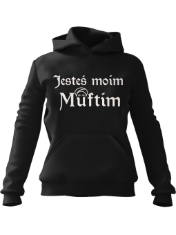 Bluza Damska z kapturem 1670 Jesteś Moim Muftim Czarna - Modna Odzież z Nadrukami ?