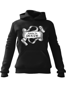 Bluza Damska z kapturem 1670 Szlachta Nie Pracuje Czarna - Modna Odzież z Nadrukami ?