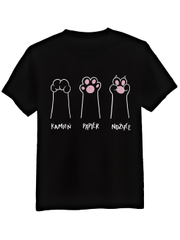 Koszulka Koszulka Męska Kot Kamień Papier Nożyce Czarna - Śmieszne T-Shirty z Nadrukami ?