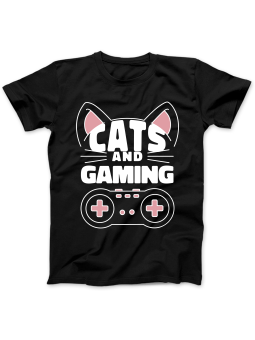 Koszulka Koszulka Damska Cats and Gaming Czarna - Śmieszne T-Shirty z Nadrukami ?