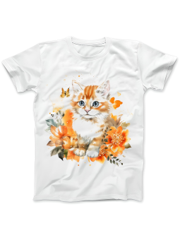 Koszulka Koszulka Damska Kotek Akwarela Biała - Śmieszne T-Shirty z Nadrukami ?