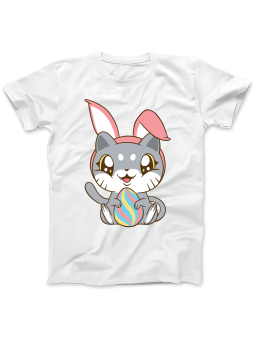 Koszulka Koszulka Damska Kot Zając Biała - Śmieszne T-Shirty z Nadrukami ?