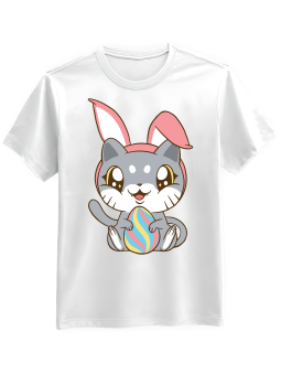 Koszulka Koszulka Męska Kot Zając Biała - Śmieszne T-Shirty z Nadrukami ?