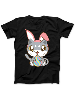 Koszulka Koszulka Damska Kot Zając Czarna - Śmieszne T-Shirty z Nadrukami ?