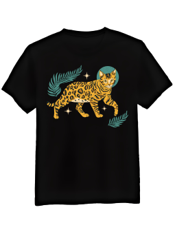 Koszulka Koszulka Męska Kot Bengalski Czarna - Śmieszne T-Shirty z Nadrukami ?