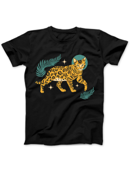 Koszulka Koszulka Damska Kot Bengalski Czarna - Śmieszne T-Shirty z Nadrukami ?