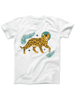 Koszulka Koszulka Damska Kot Bengalski Biała - Śmieszne T-Shirty z Nadrukami ?