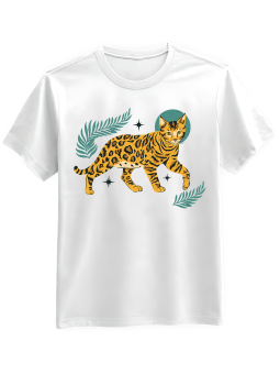 Koszulka Koszulka Męska Kot Bengalski Biała - Śmieszne T-Shirty z Nadrukami ?