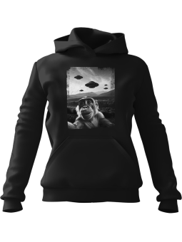 Bluza Męska z kapturem Małpa z UFO Czarna - Śmieszne gadżety z Nadrukami ?