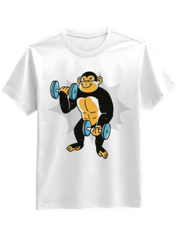 Koszulka Koszulka Męska Trenująca Małpa Biała - Śmieszne T-Shirty z Nadrukami ?