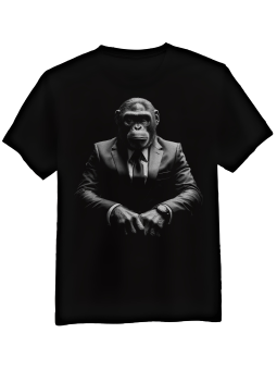 Koszulka Koszulka Męska Realistyczna Małpa w Garniturze Czarna - Śmieszne T-Shirty z Nadrukami ?