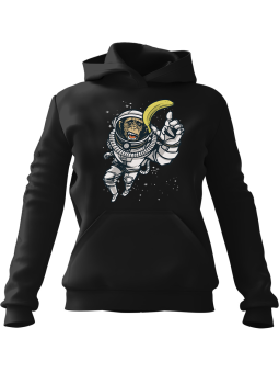 Bluza Damska z kapturem Małpa Astronauta Czarna - Modna Odzież z Nadrukami ?