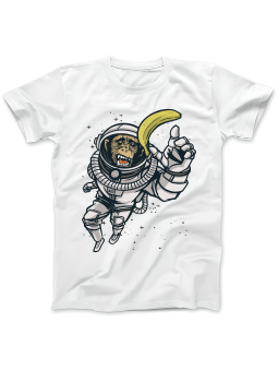 Koszulka Koszulka Damska Małpa Astronauta Biała - Śmieszne T-Shirty z Nadrukami ?