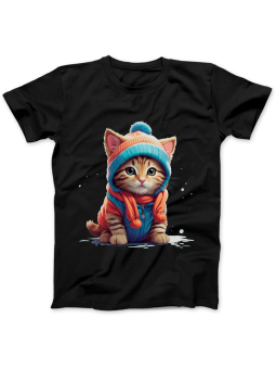 Koszulka Koszulka Damska Kot w Ubraniach Czarna - Śmieszne T-Shirty z Nadrukami ?