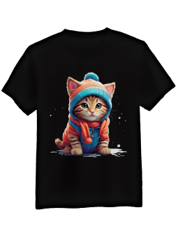 Koszulka Koszulka Męska Kot w Ubraniach Czarna - Śmieszne T-Shirty z Nadrukami ?