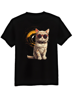 Koszulka Koszulka Męska Kot Zaćmienie Słońca Czarna - Śmieszne T-Shirty z Nadrukami ?