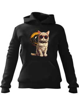 Bluza Męska z kapturem Kot Zaćmienie Słońca Czarna - Śmieszne gadżety z Nadrukami ?