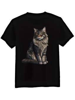 Koszulka Koszulka Męska Kot Maine Coon Czarna - Śmieszne T-Shirty z Nadrukami ?