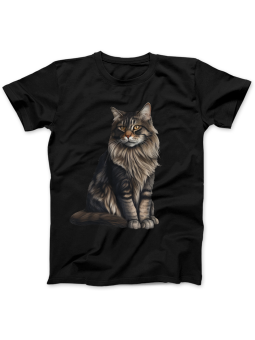 Koszulka Koszulka Damska Kot Maine Coon Czarna - Śmieszne T-Shirty z Nadrukami ?