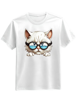 Koszulka Koszulka Męska Kot w Goglach Biała - Śmieszne T-Shirty z Nadrukami ?