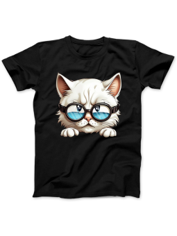 Koszulka Koszulka Damska Kot w Goglach Czarna - Śmieszne T-Shirty z Nadrukami ?