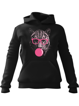 Bluza Damska z kapturem Pantera Bubblegum Czarna - Modna Odzież z Nadrukami ?