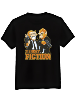 Koszulka Koszulka Męska Monkey Fiction Czarna - Śmieszne T-Shirty z Nadrukami ?
