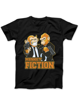 Koszulka Koszulka Damska Monkey Fiction Czarna - Śmieszne T-Shirty z Nadrukami ?