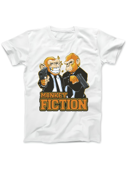 Koszulka Koszulka Damska Monkey Fiction Biała - Śmieszne T-Shirty z Nadrukami ?