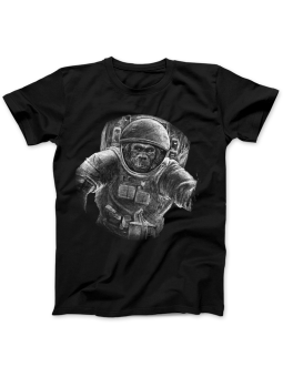 Koszulka Koszulka Damska Goryl Astronauta Czarna - Śmieszne T-Shirty z Nadrukami ?