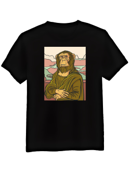 Koszulka Koszulka Męska Mona Lisa Szympans Czarna - Śmieszne T-Shirty z Nadrukami ?