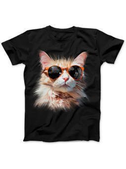 Koszulka Koszulka Damska Kot w Okularach Czarna - Śmieszne T-Shirty z Nadrukami ?