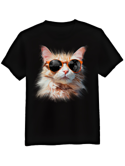 Koszulka Koszulka Męska Kot w Okularach Czarna - Śmieszne T-Shirty z Nadrukami ?