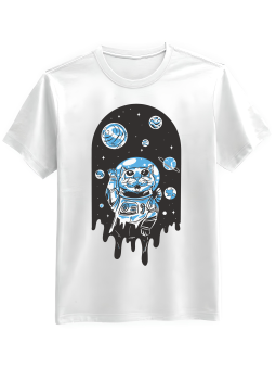 Koszulka Koszulka Męska Kot w Kosmosie Biała - Śmieszne T-Shirty z Nadrukami ?