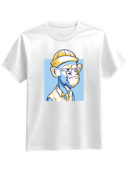 Koszulka Koszulka Męska Małpa w Czapce Biała - Śmieszne T-Shirty z Nadrukami ?