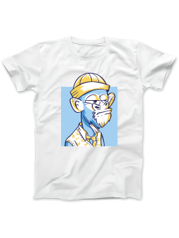 Koszulka Koszulka Damska Małpa w Czapce Biała - Śmieszne T-Shirty z Nadrukami ?