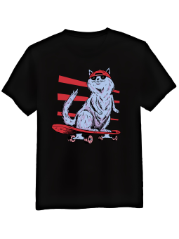 Koszulka Koszulka Męska Kot Skater Czarna - Śmieszne T-Shirty z Nadrukami ?