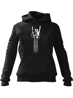 Bluza Męska z kapturem Guitar Rock Hand Czarna - Śmieszne gadżety z Nadrukami ?