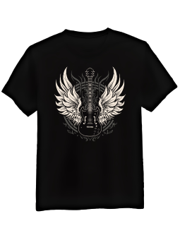 Koszulka Koszulka Męska Skrzydlata Gitara Czarna - Śmieszne T-Shirty z Nadrukami ?