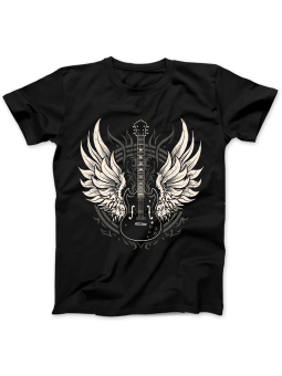 Koszulka Koszulka Damska Skrzydlata Gitara Czarna - Śmieszne T-Shirty z Nadrukami ?