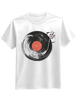 Koszulka Koszulka Męska Winyl Biała - Śmieszne T-Shirty z Nadrukami ?