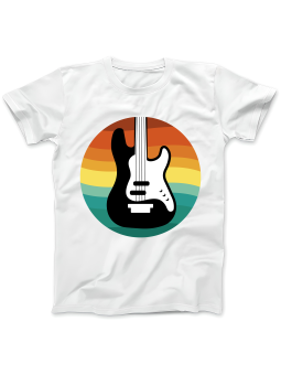 Koszulka Koszulka Damska Gitara Basowa Tęcza Biała - Śmieszne T-Shirty z Nadrukami ?