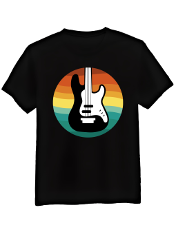 Koszulka Koszulka Męska Gitara Basowa Tęcza Czarna - Śmieszne T-Shirty z Nadrukami ?